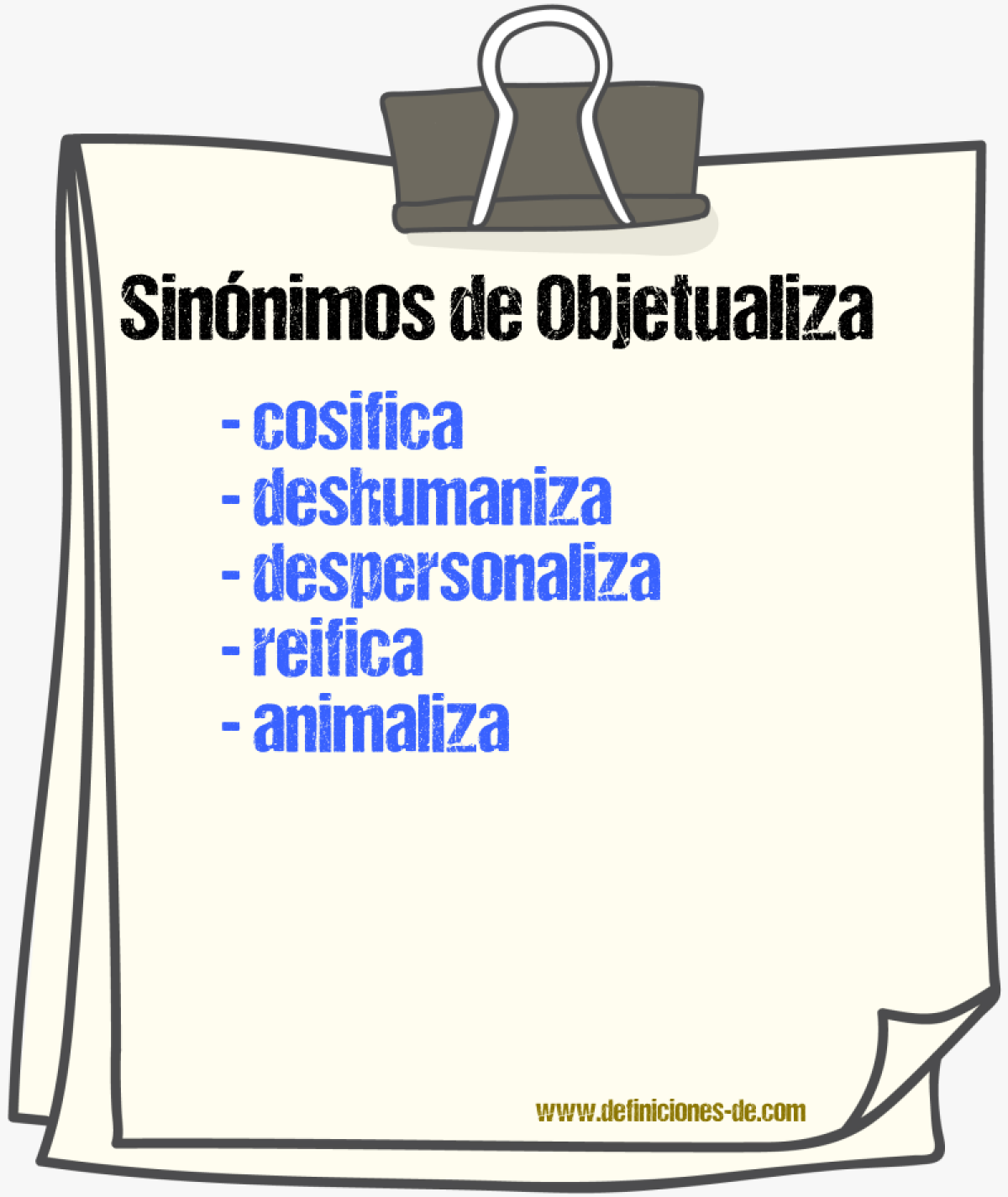 Sinónimos de objetualiza