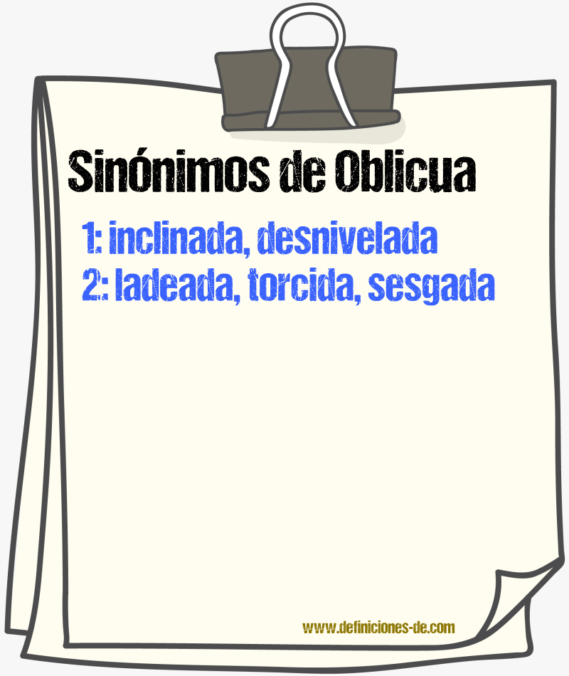 Sinónimos de oblicua
