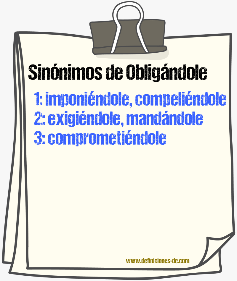 Sinónimos de obligándole