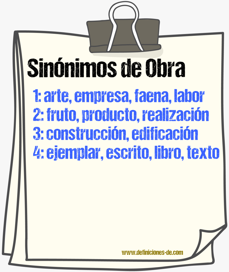 Sinnimos de obra