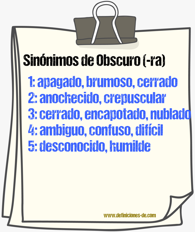 Sinnimos de obscuro