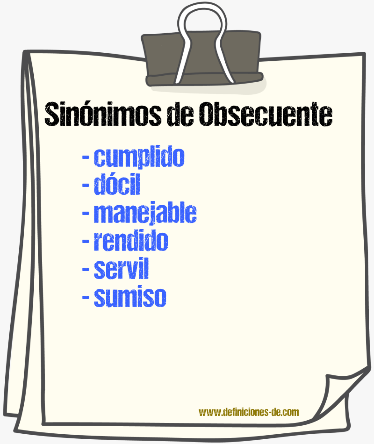 Sinnimos de obsecuente