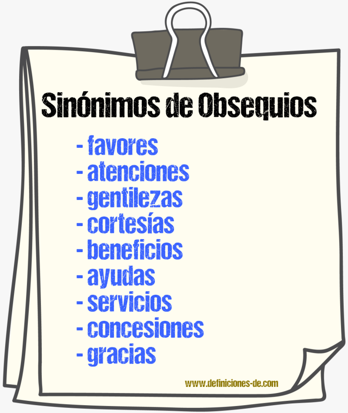 Sinónimos de obsequios