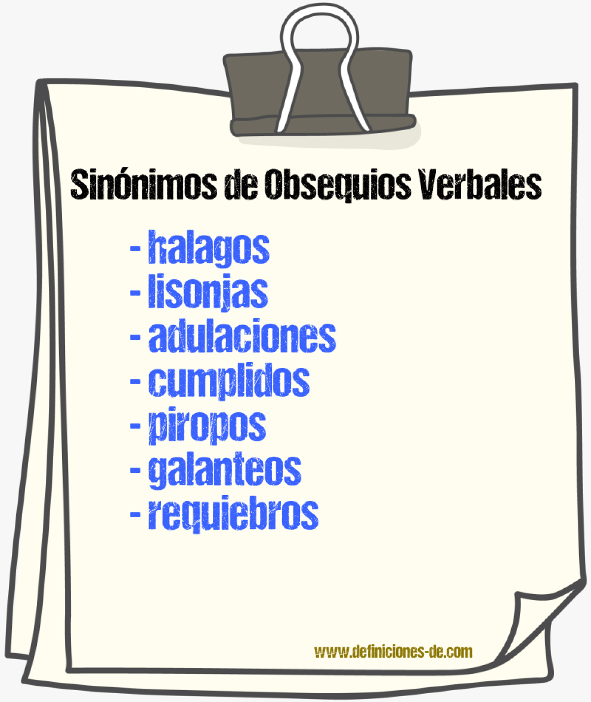 Sinónimos de obsequios verbales