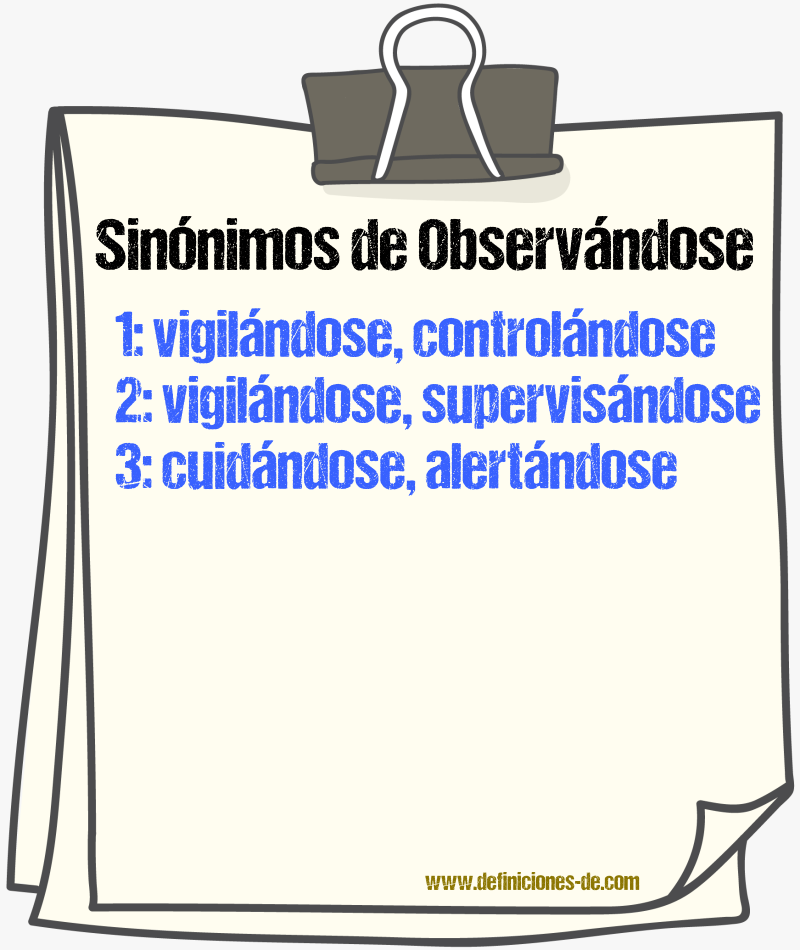 Sinónimos de observándose