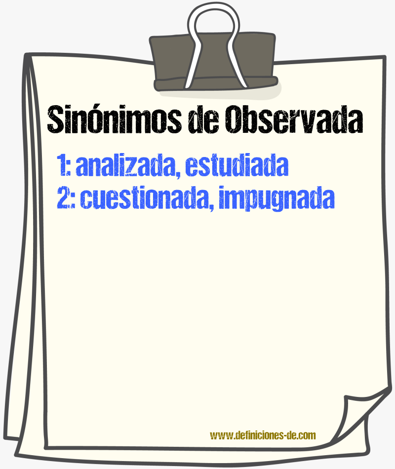 Sinónimos de observada