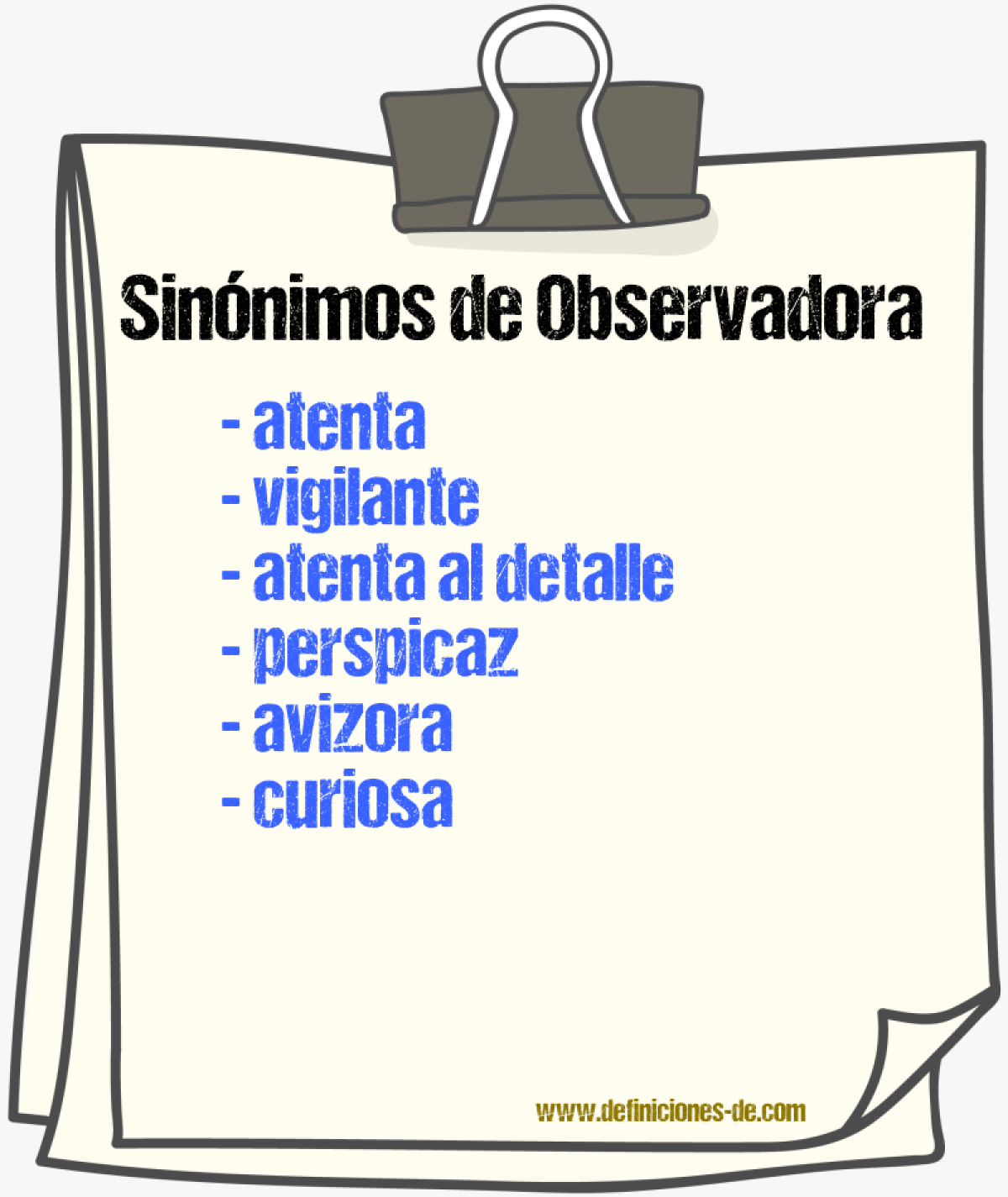 Sinónimos de observadora