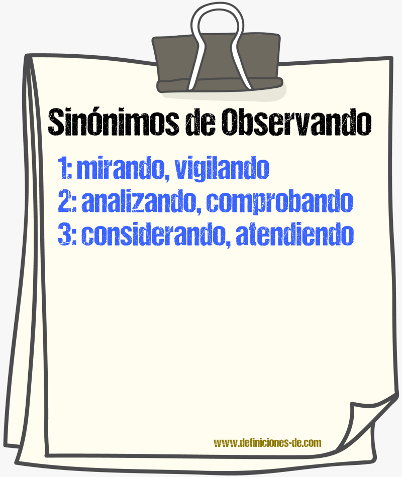 Sinónimos de observando