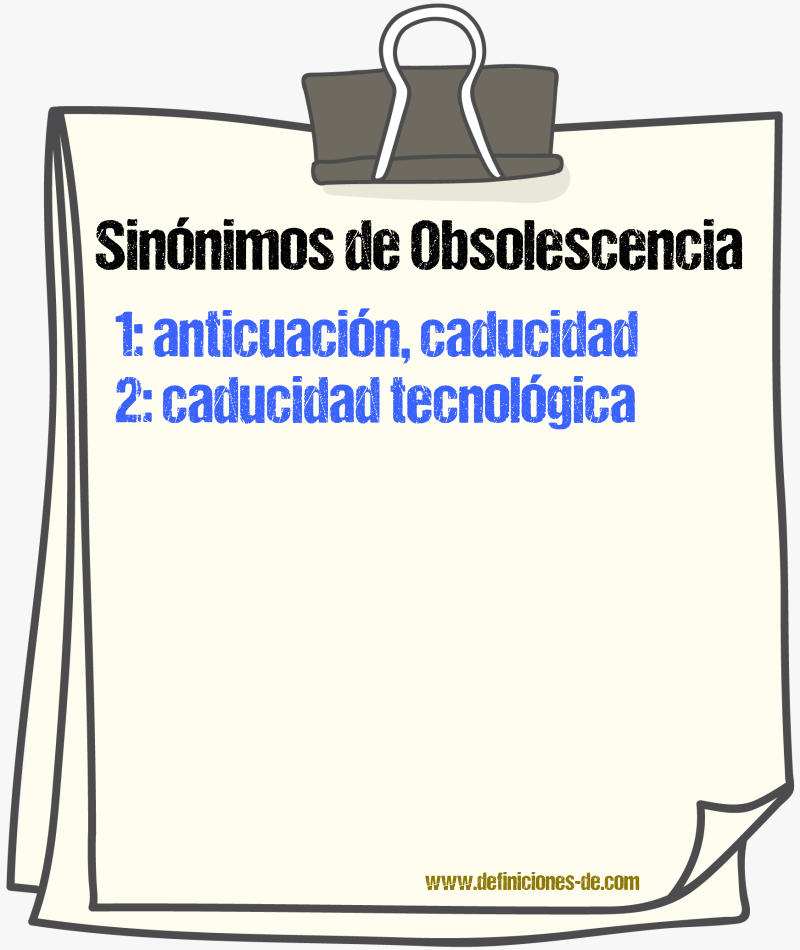 Sinónimos de obsolescencia