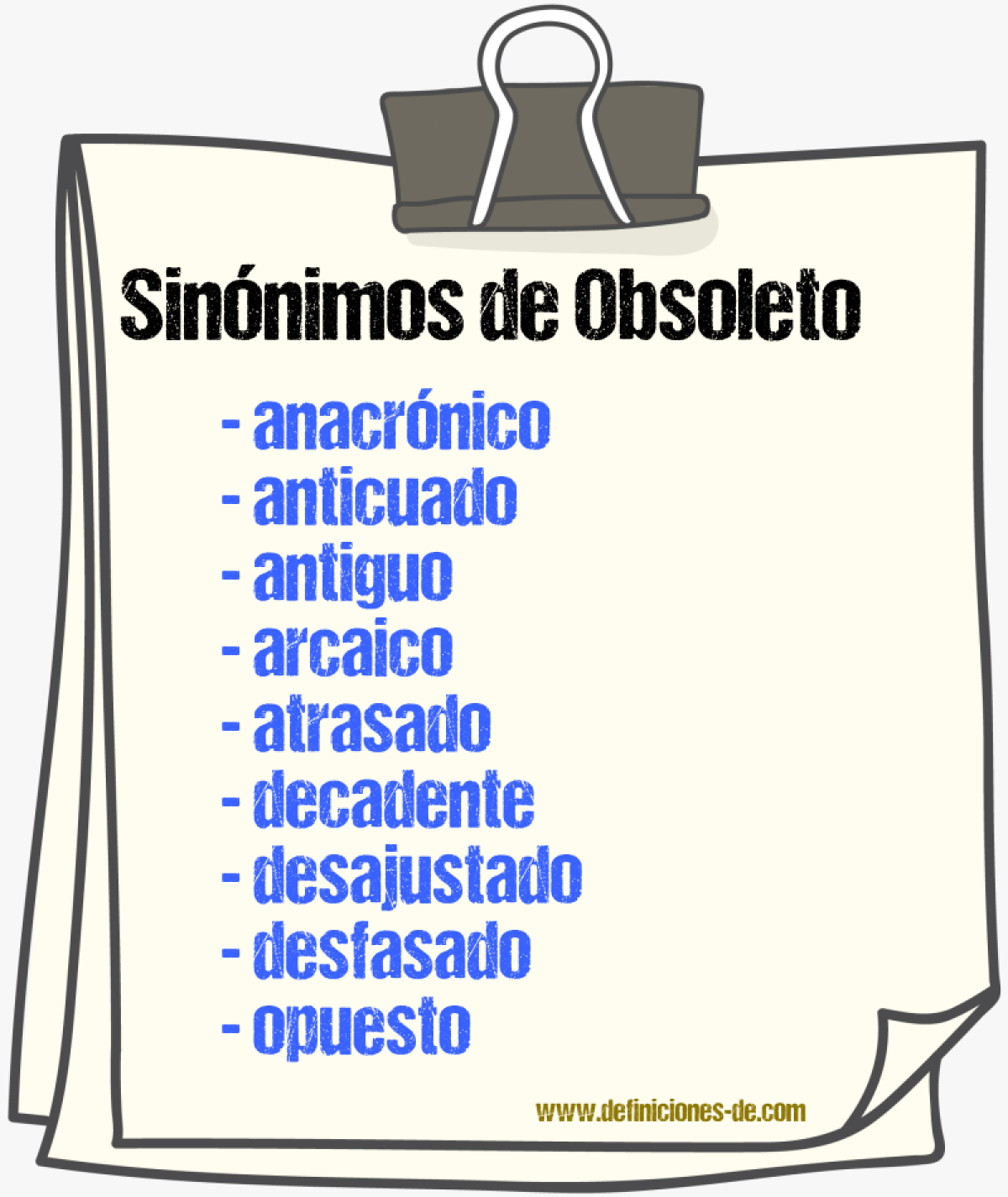 Sinnimos de obsoleto