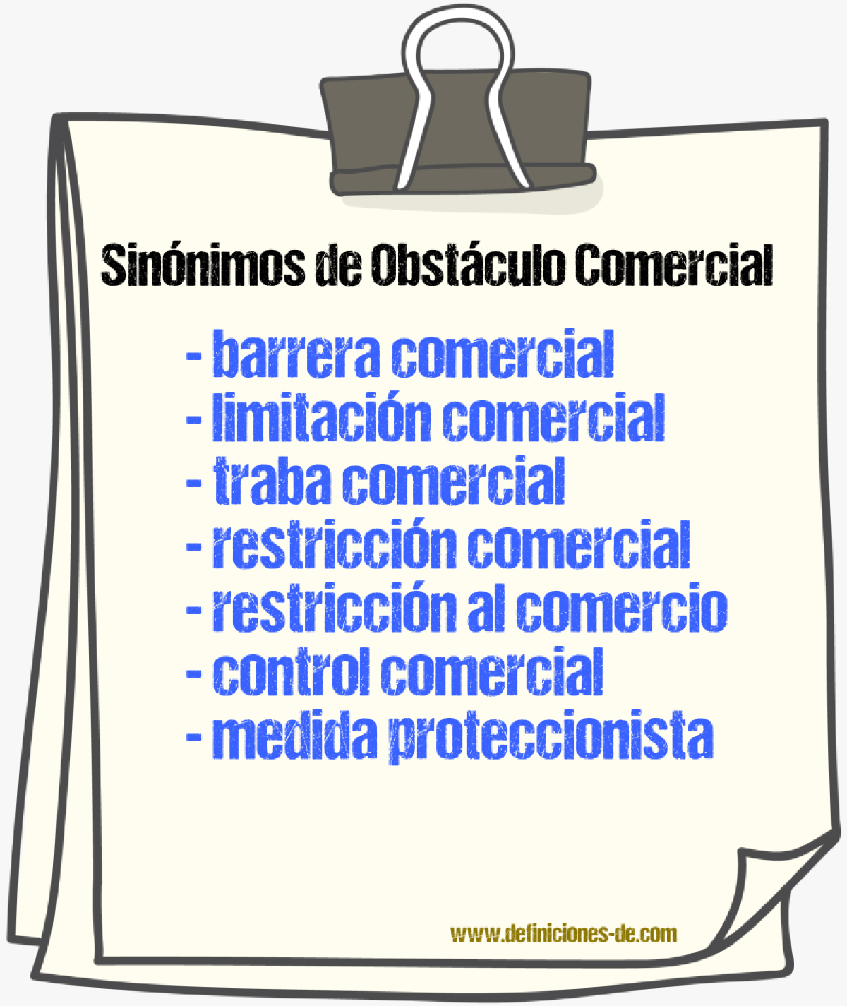 Sinónimos de obstáculo comercial