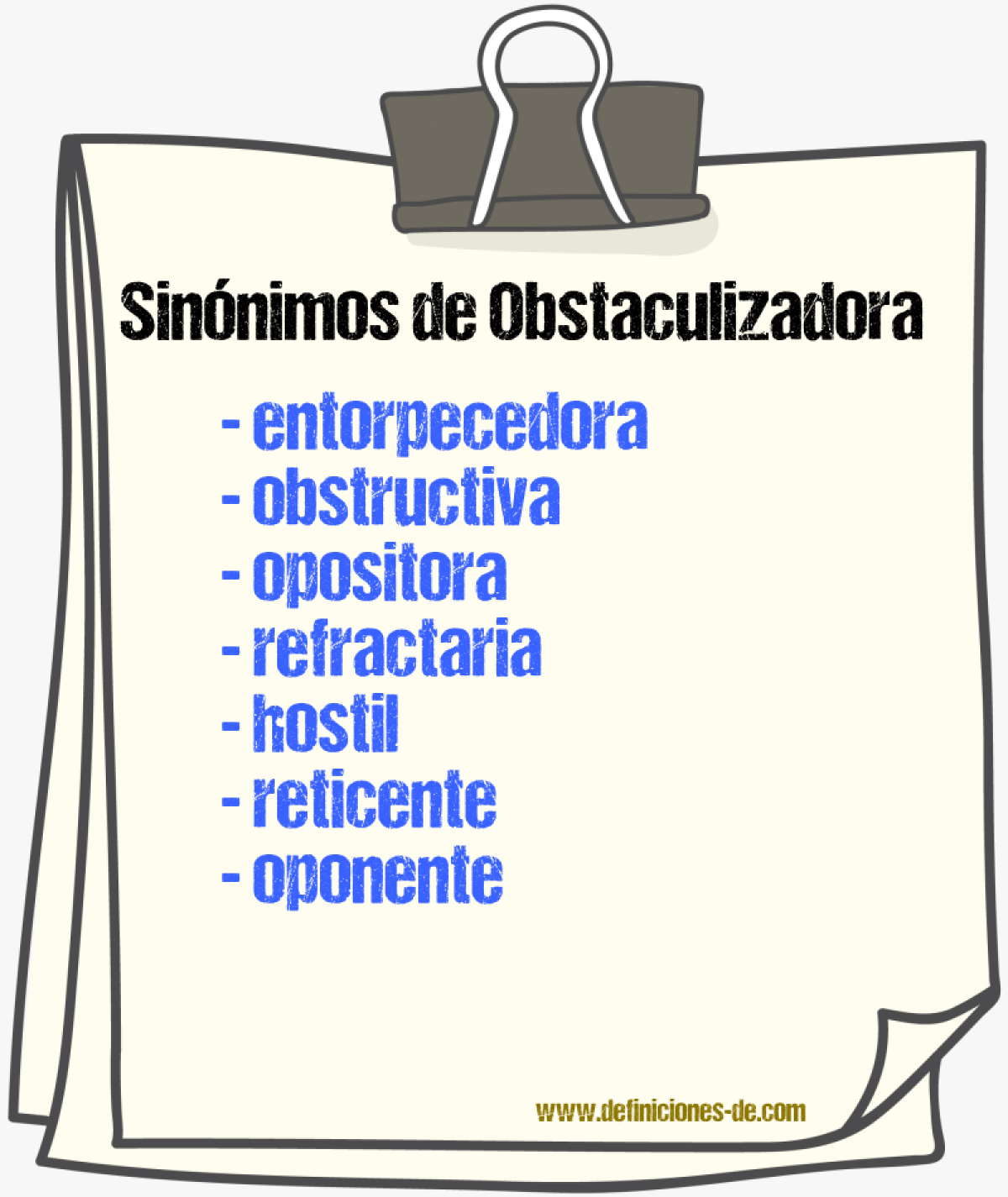 Sinónimos de obstaculizadora