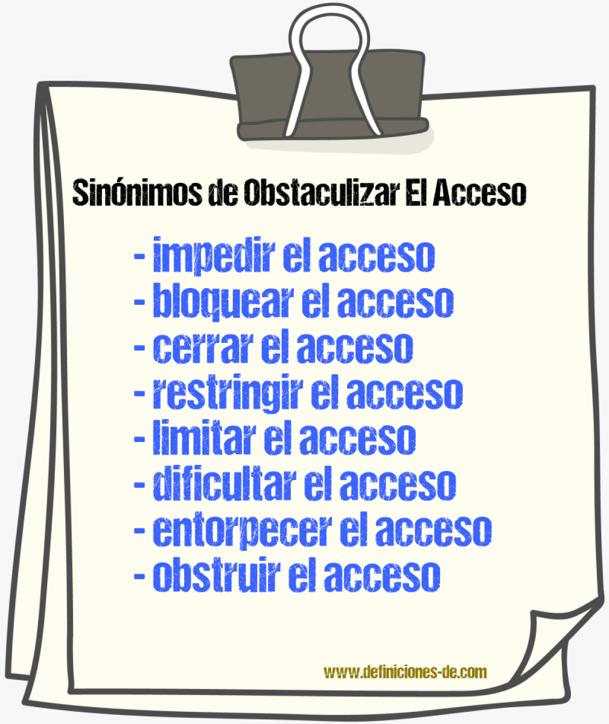 Sinónimos de obstaculizar el acceso