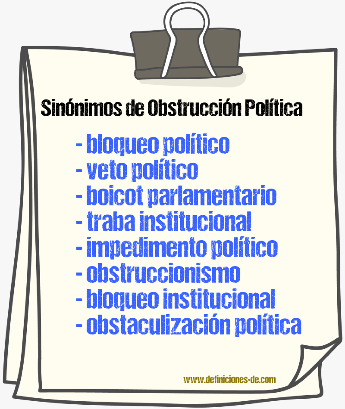 Sinónimos de obstrucción política