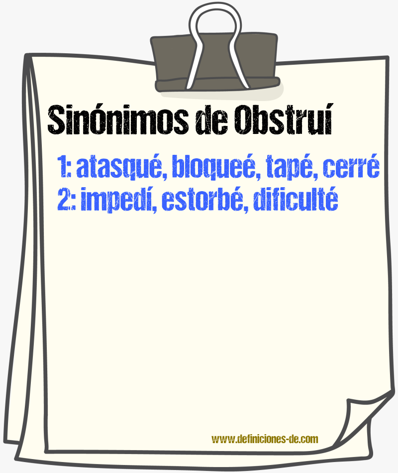 Sinónimos de obstruí