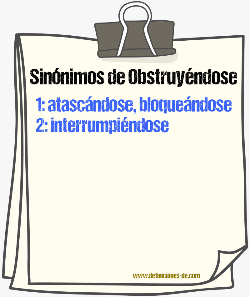 Sinónimos de obstruyéndose