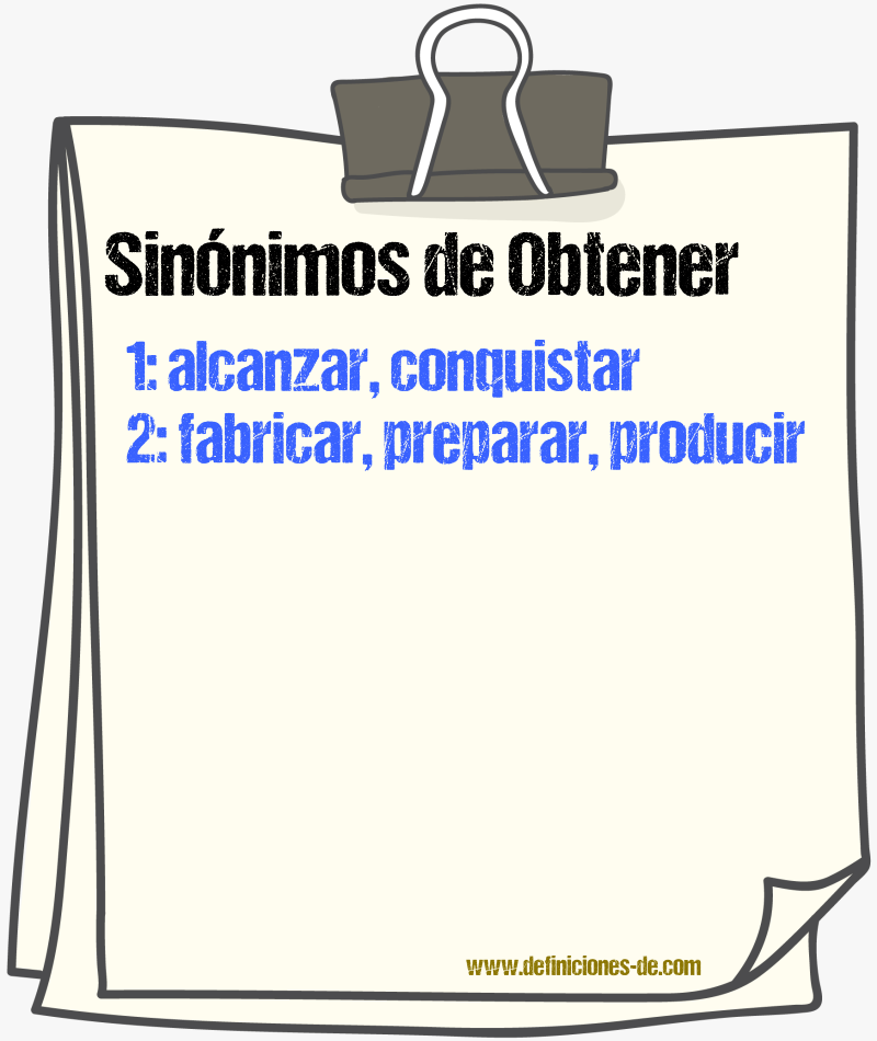 Sinnimos de obtener