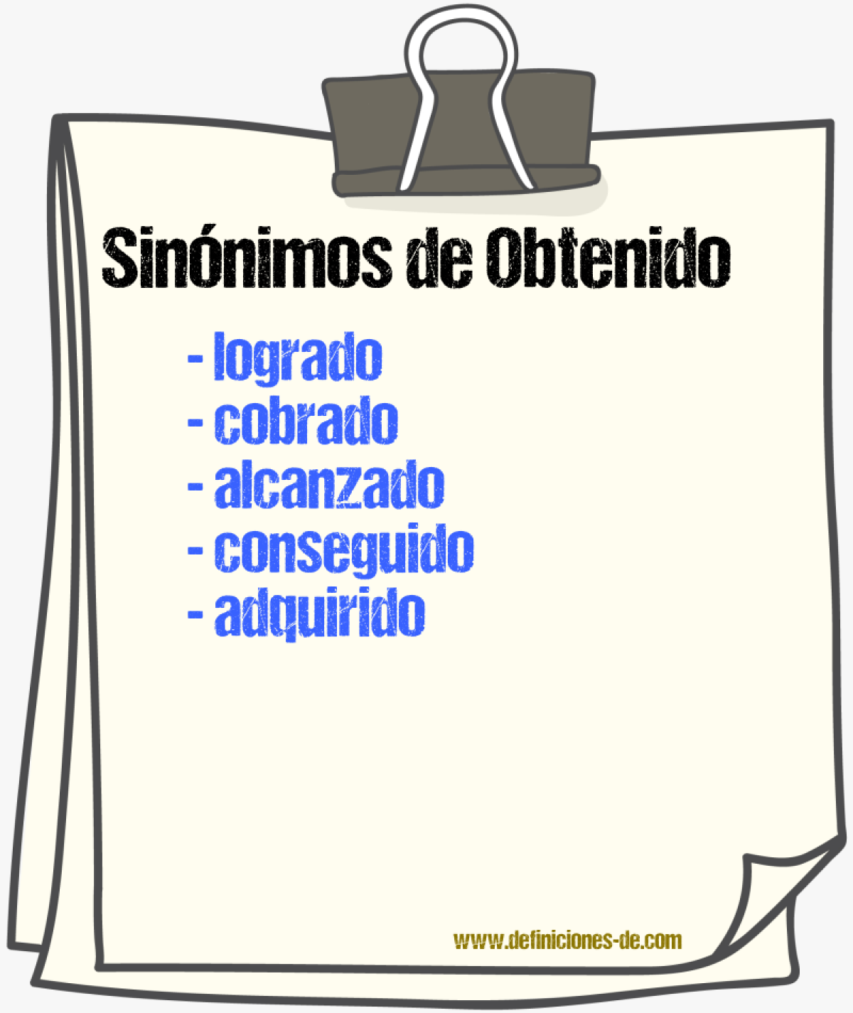 Sinnimos de obtenido