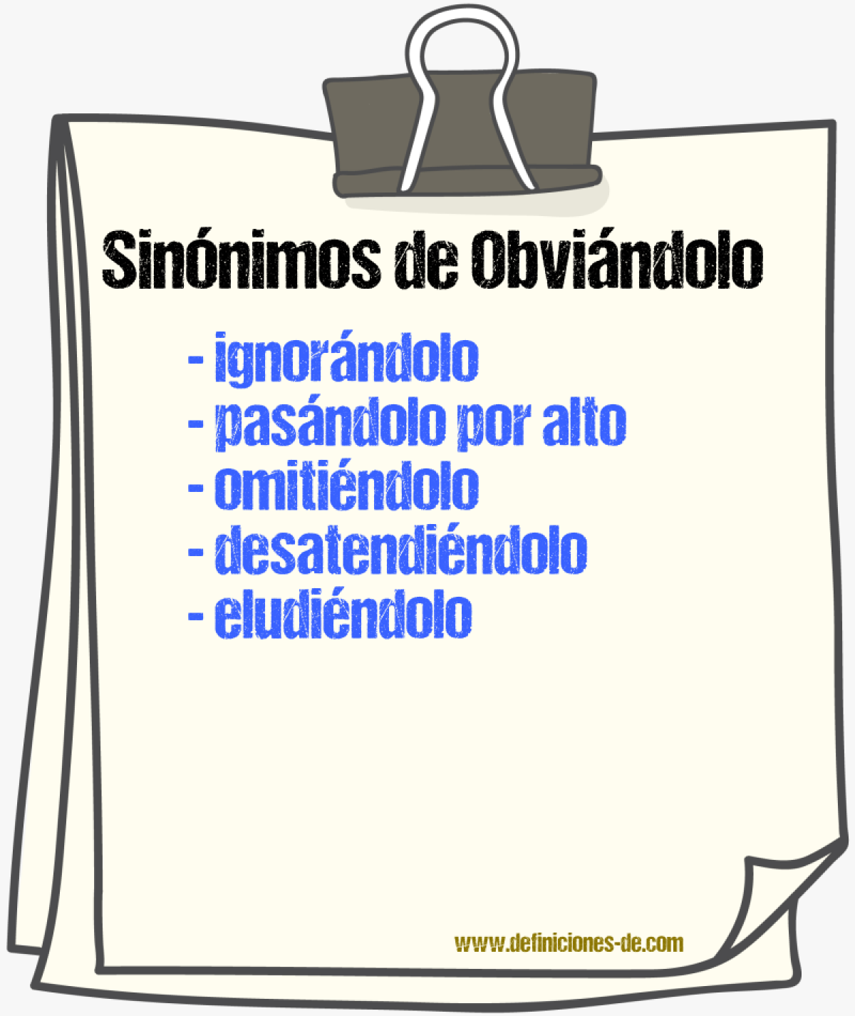 Sinónimos de obviándolo