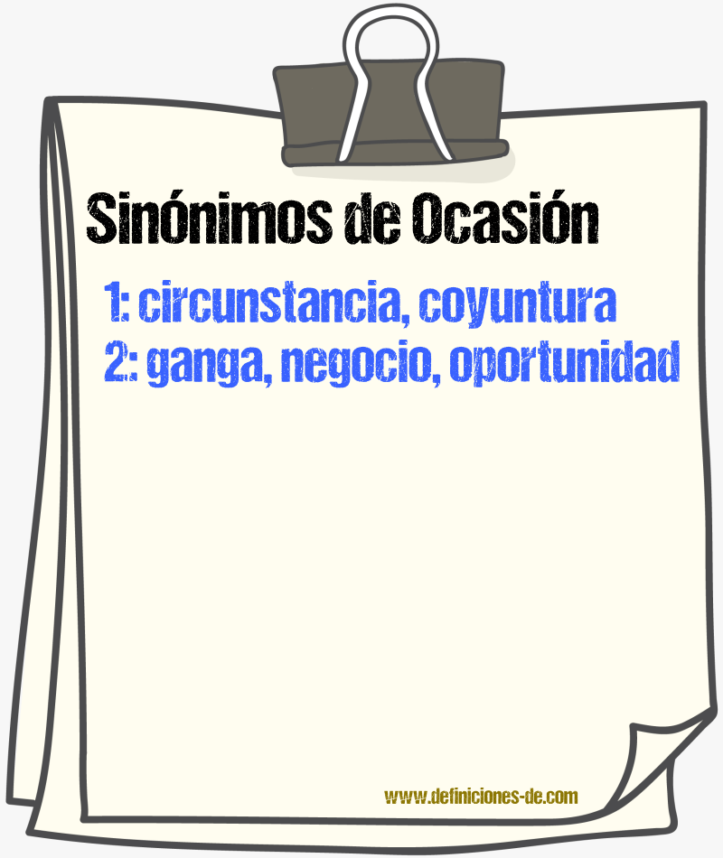 Sinnimos de ocasin