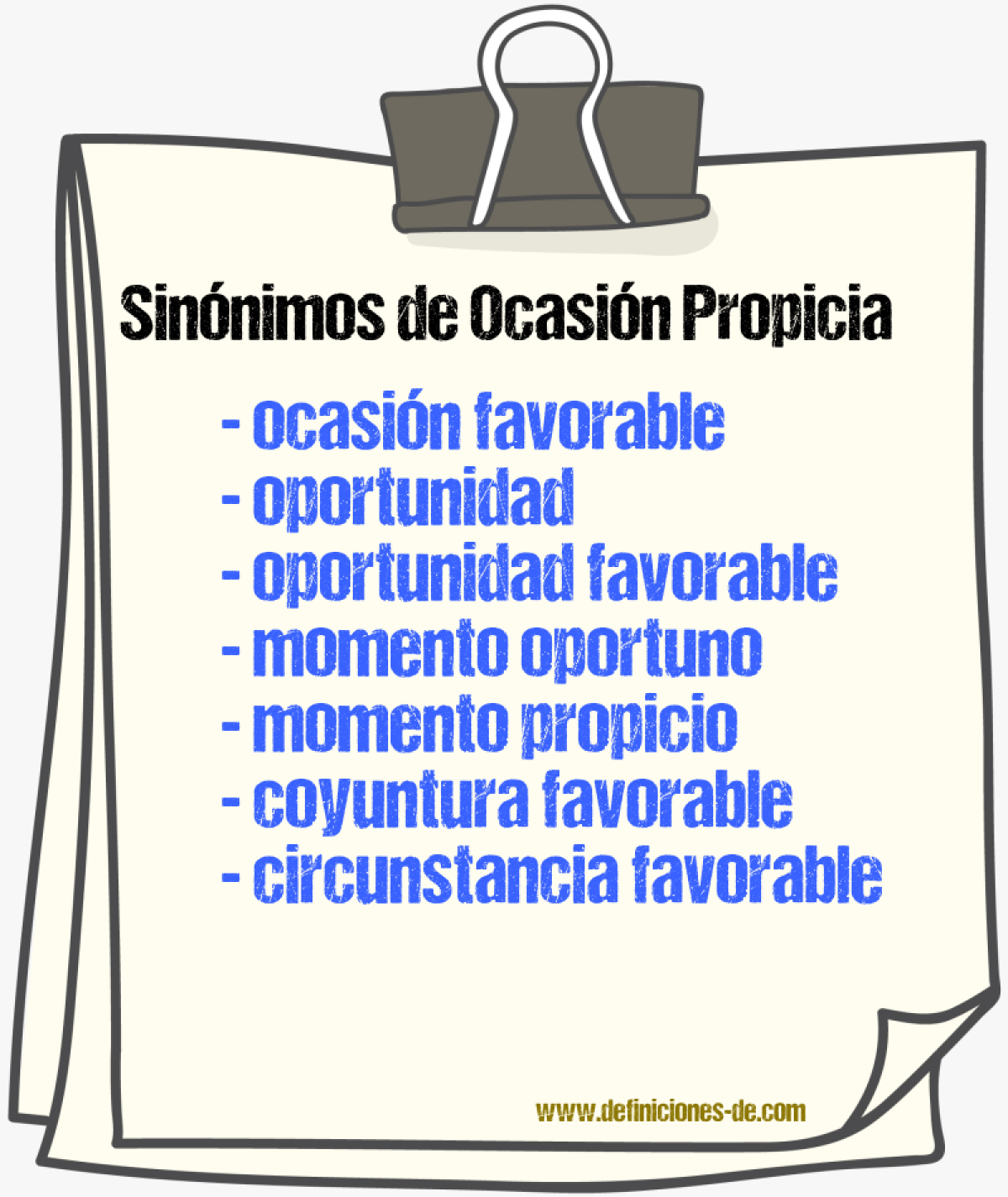 Sinónimos de ocasión propicia