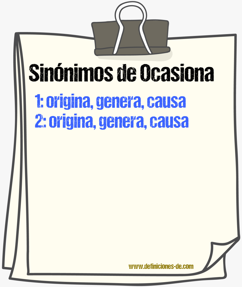 Sinónimos de ocasiona