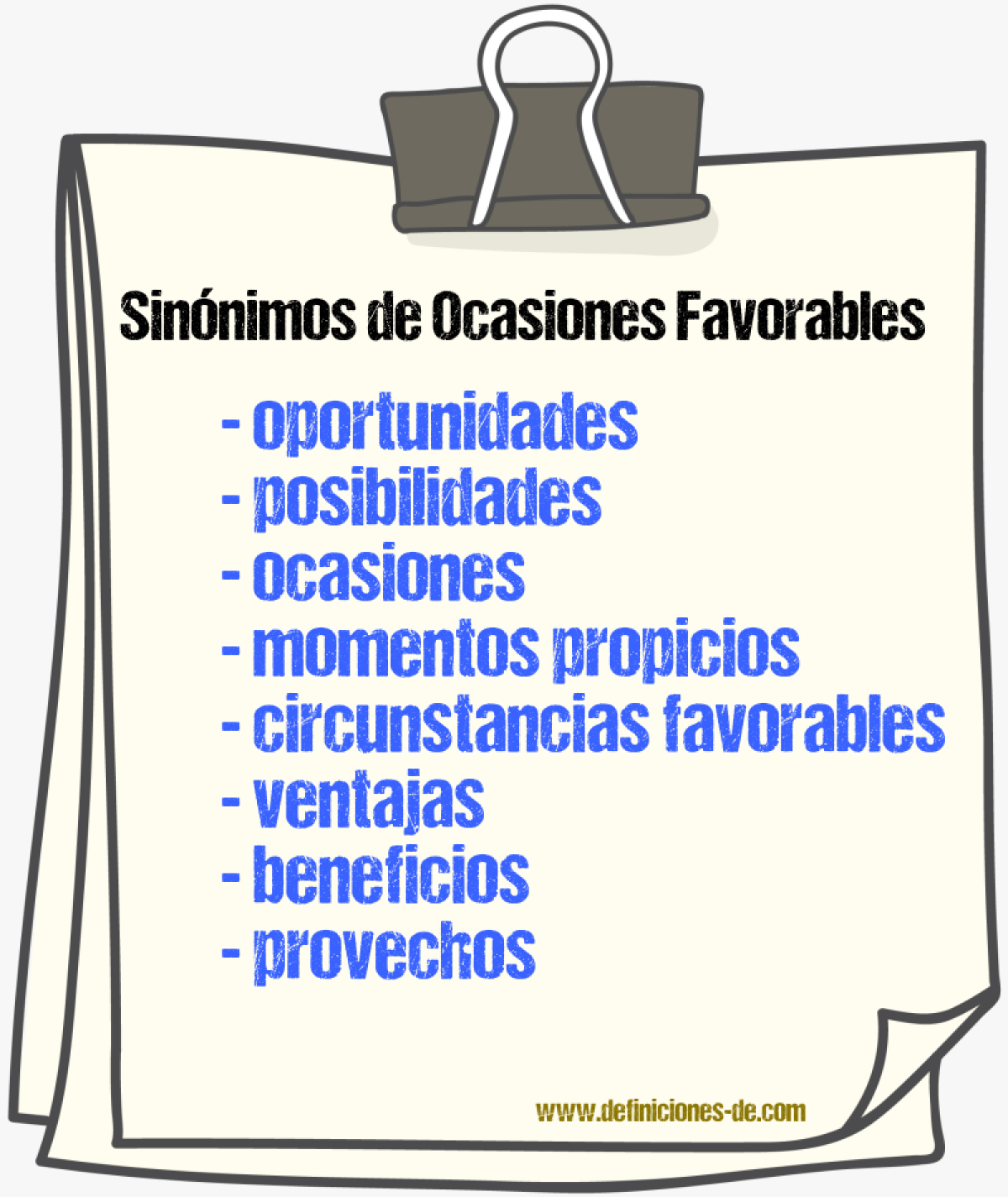 Sinónimos de ocasiones favorables