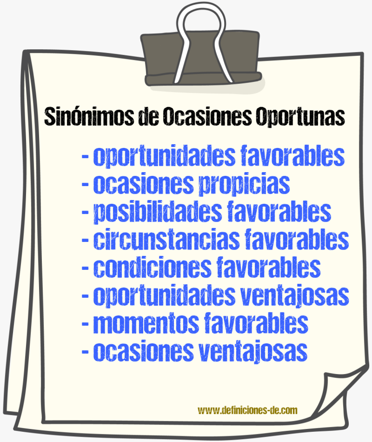 Sinónimos de ocasiones oportunas