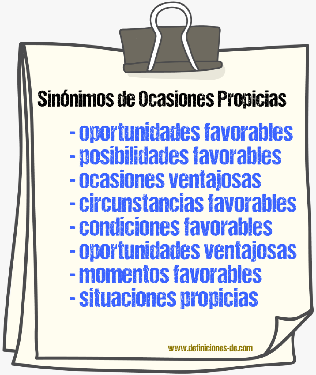Sinónimos de ocasiones propicias