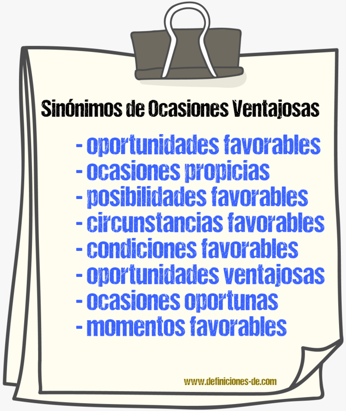 Sinónimos de ocasiones ventajosas