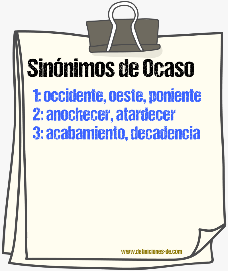 Sinnimos de ocaso