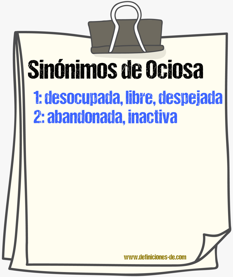 Sinónimos de ociosa