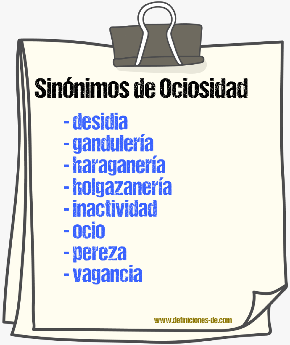 Sinnimos de ociosidad