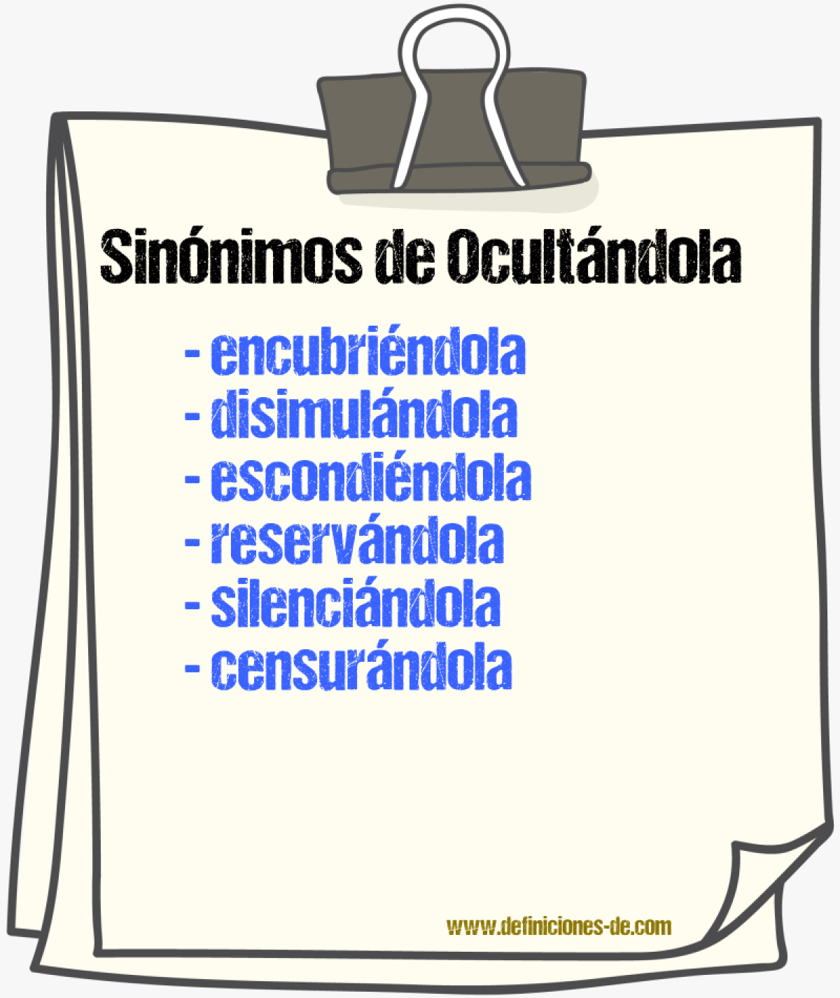 Sinónimos de ocultándola