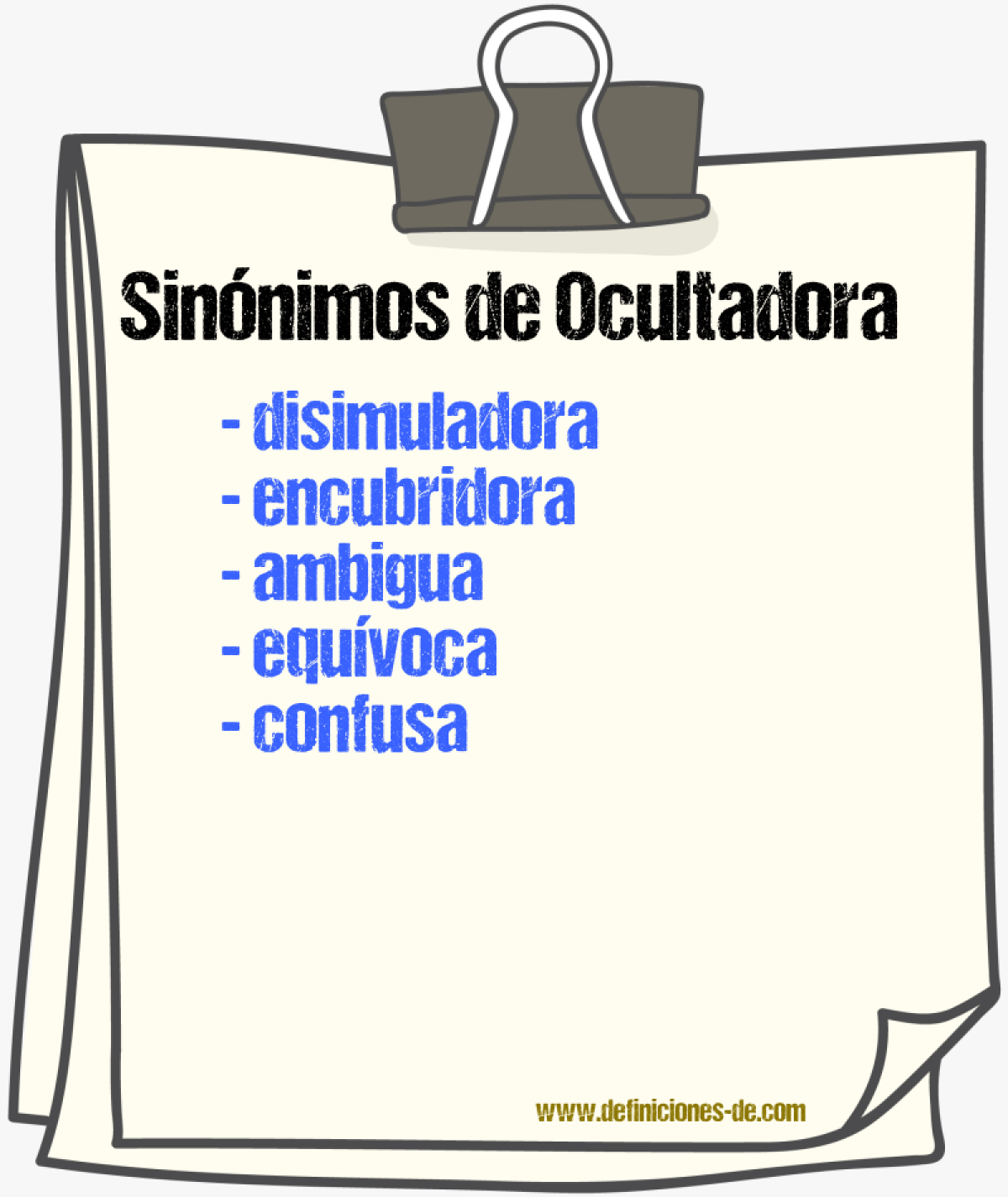 Sinónimos de ocultadora