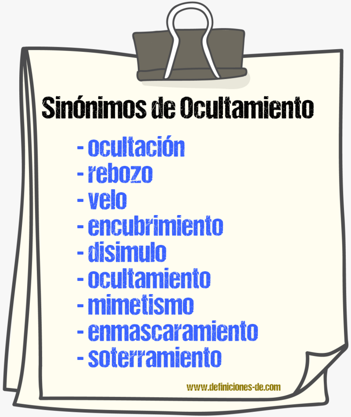 Sinnimos de ocultamiento