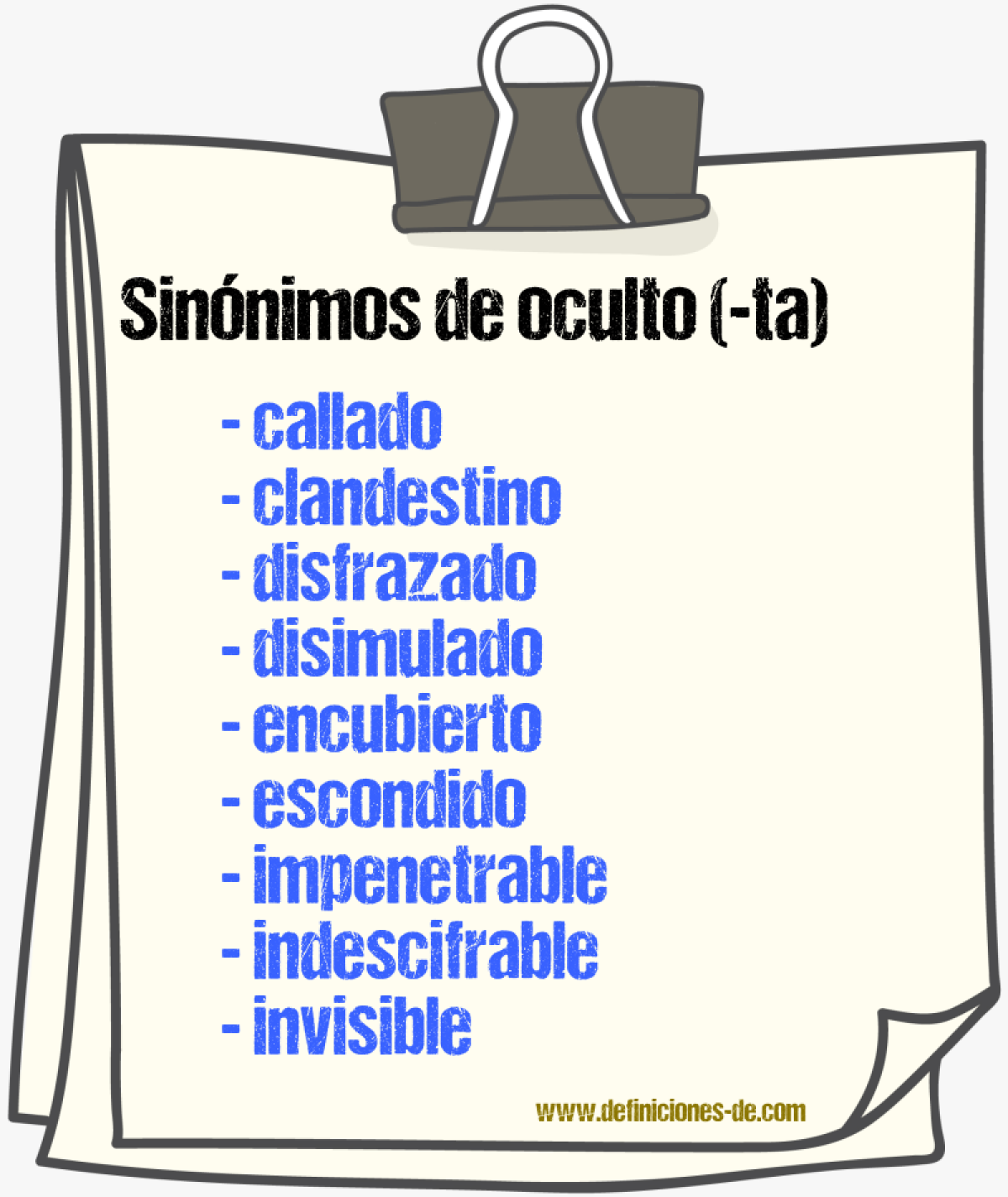 Sinnimos de oculto