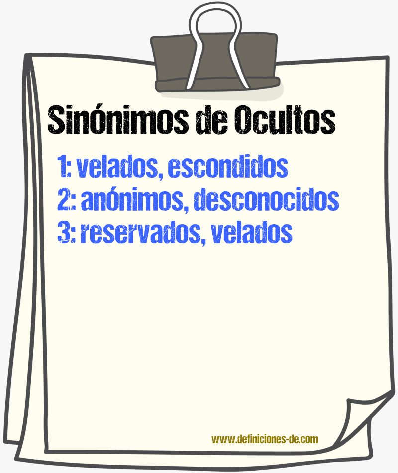 Sinónimos de ocultos