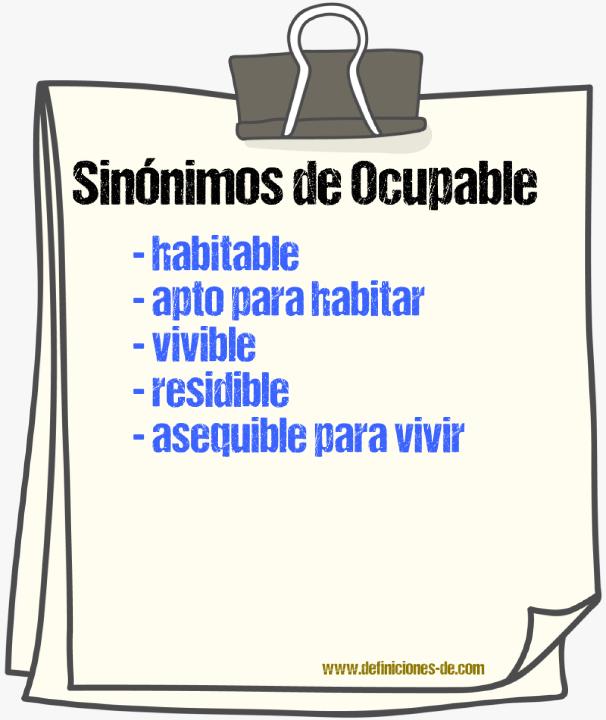 Sinónimos de ocupable