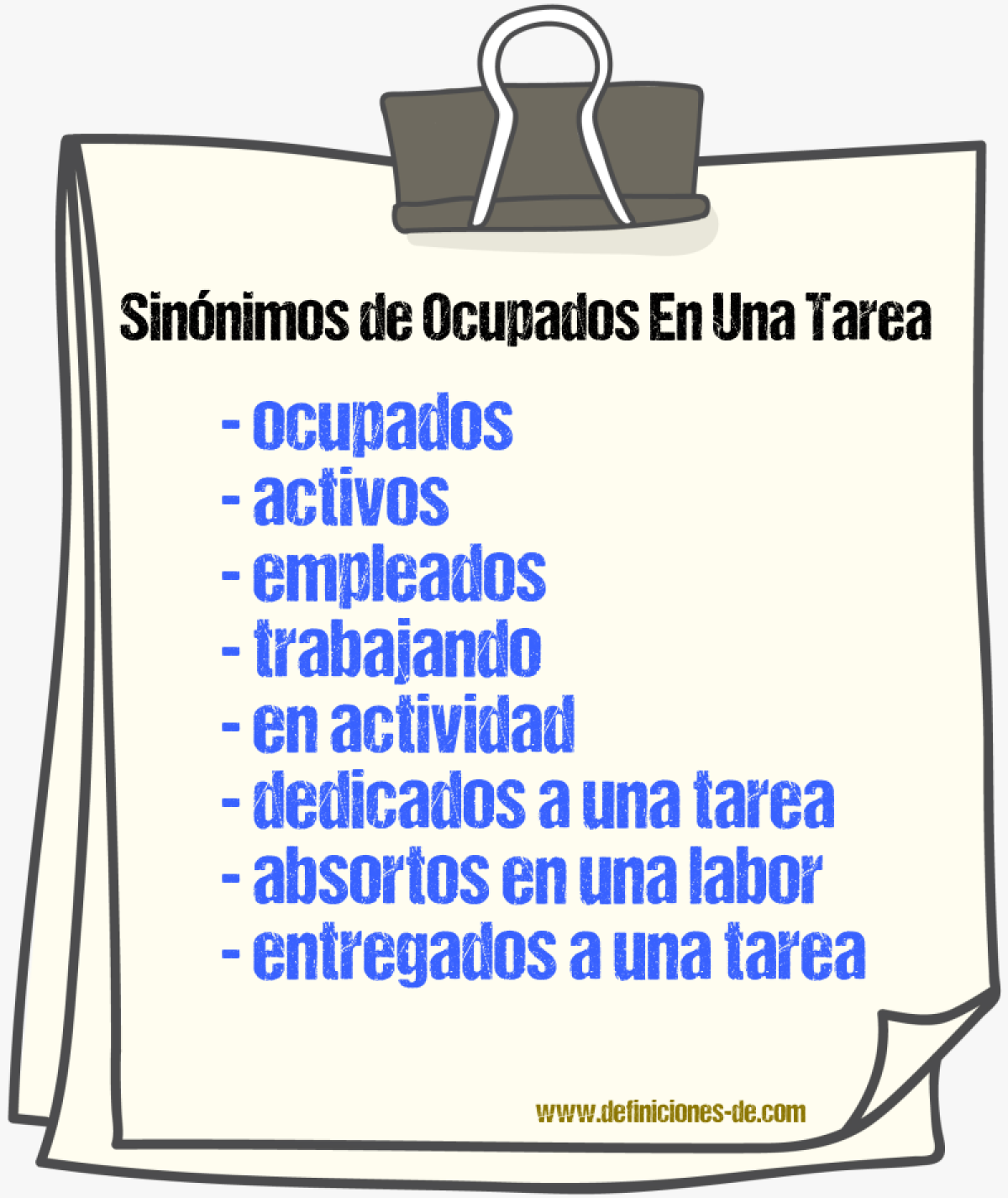 Sinónimos de ocupados en una tarea