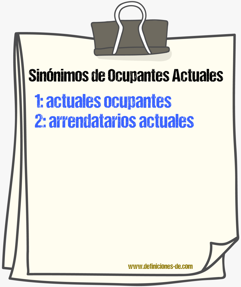 Sinónimos de ocupantes actuales