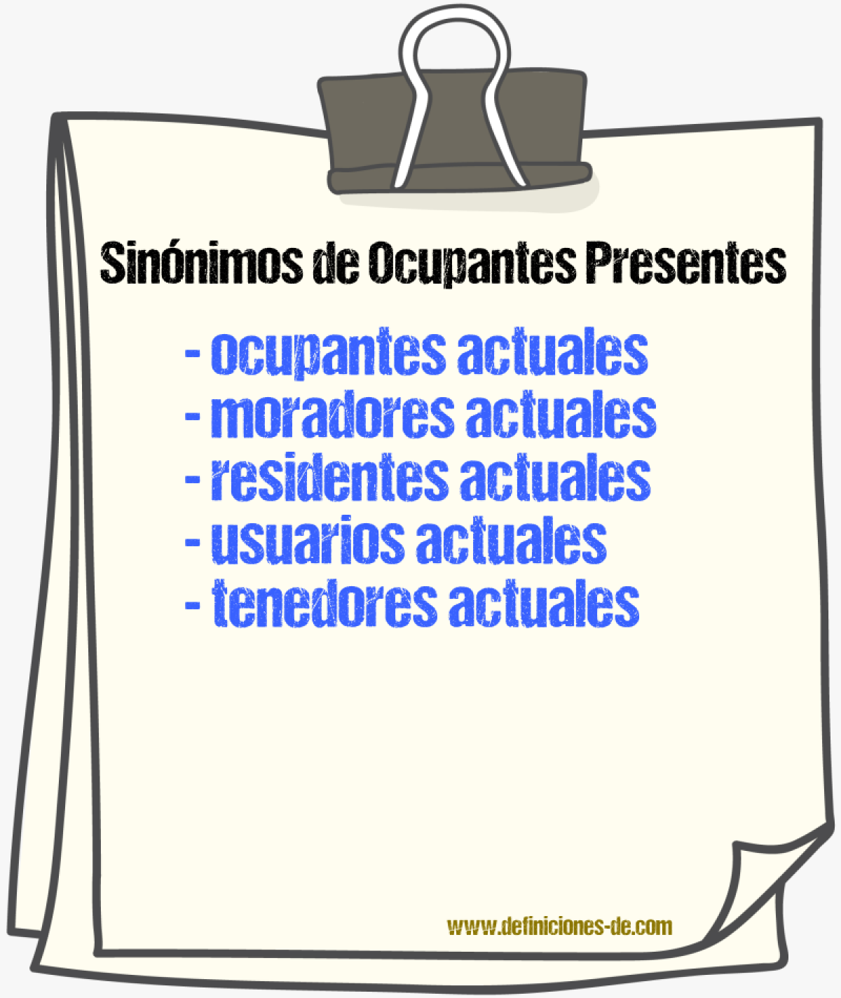 Sinónimos de ocupantes presentes