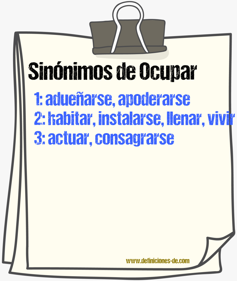 Sinnimos de ocupar