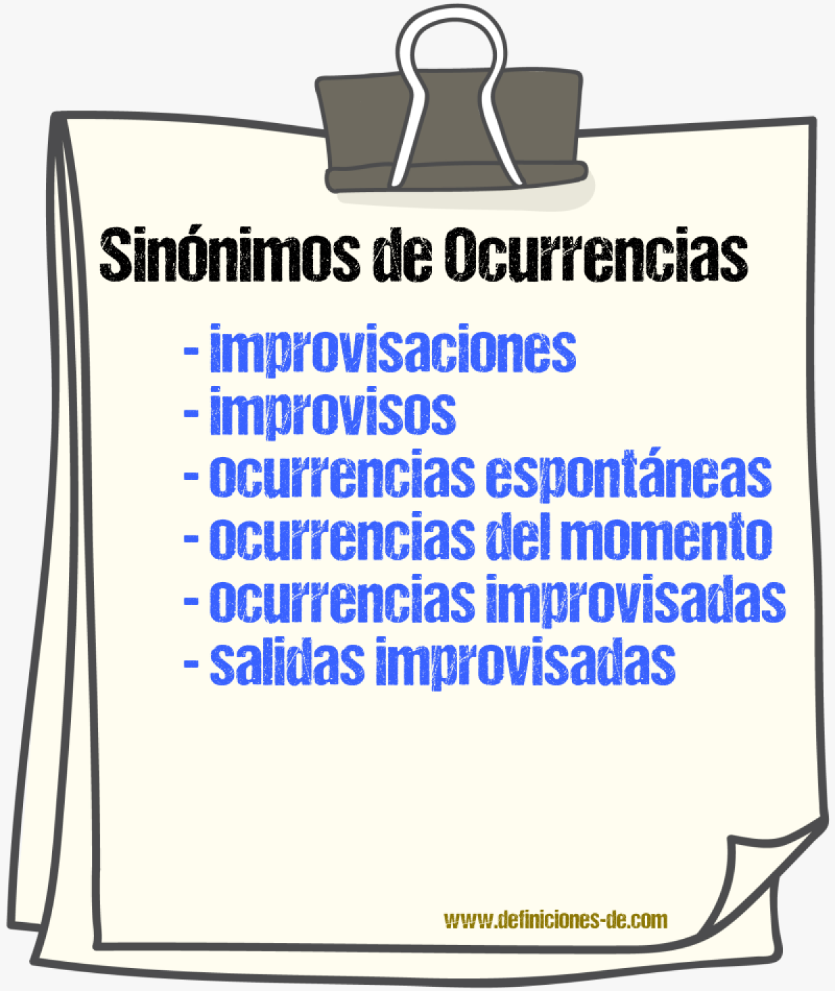 Sinónimos de ocurrencias