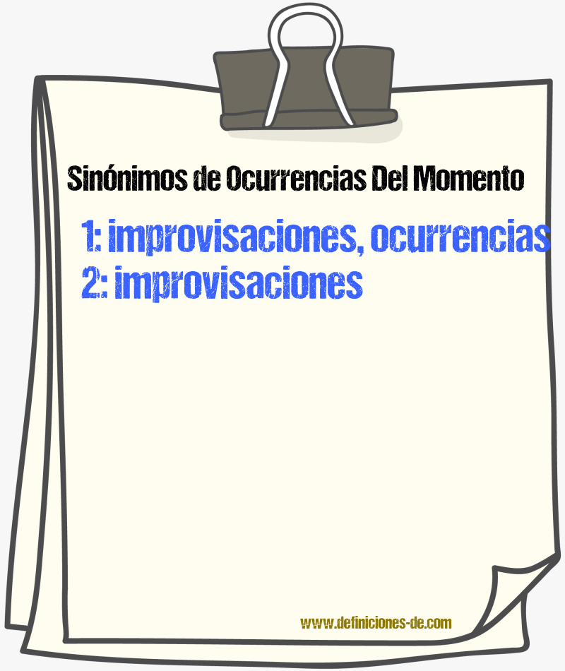 Sinónimos de ocurrencias del momento