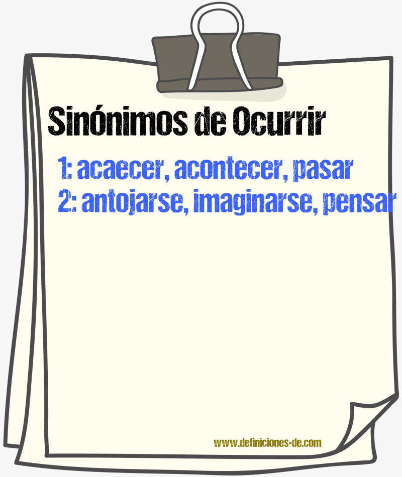 Sinnimos de ocurrir