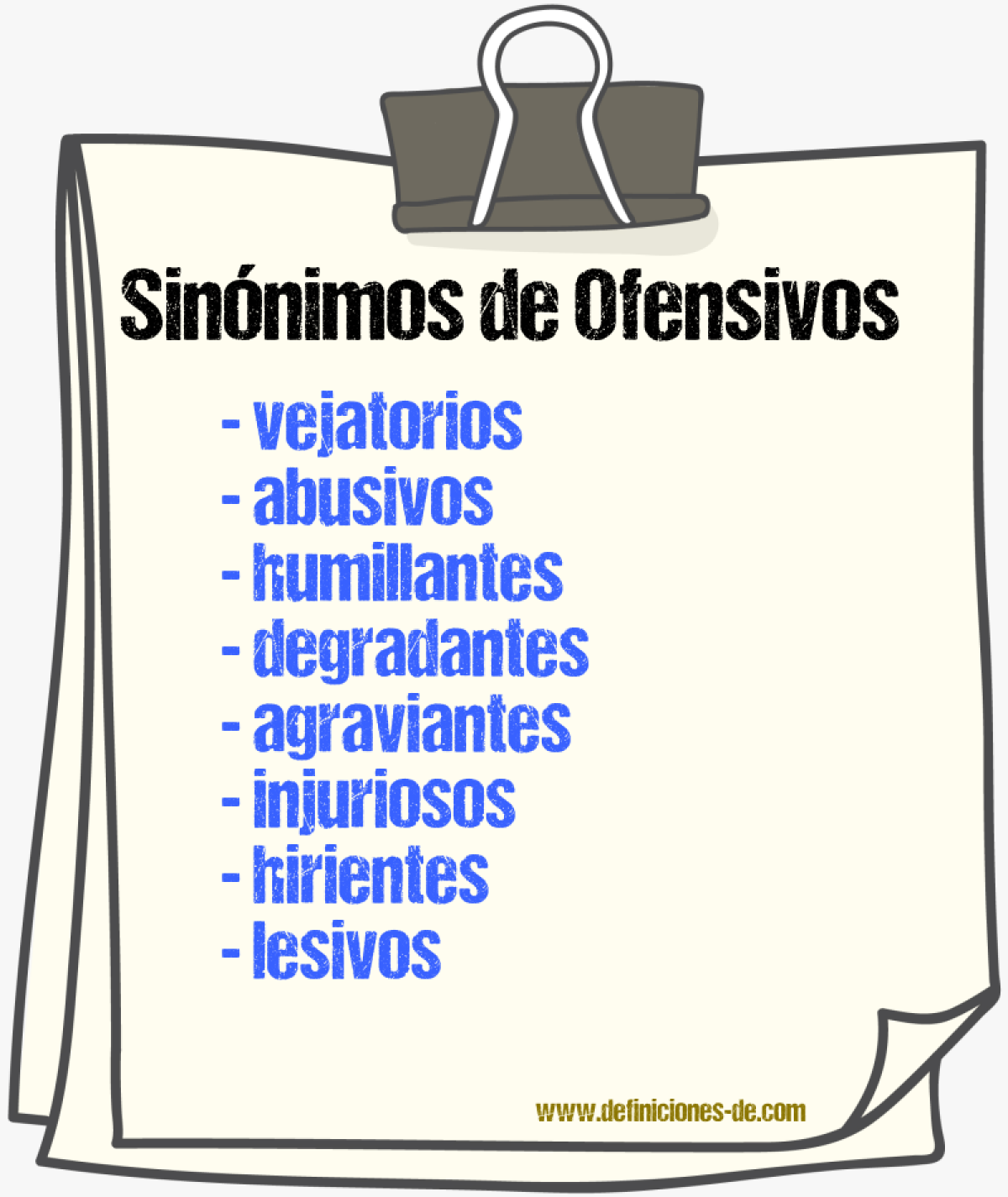 Sinónimos de ofensivos