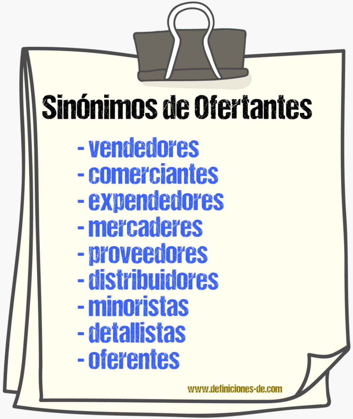 Sinónimos de ofertantes