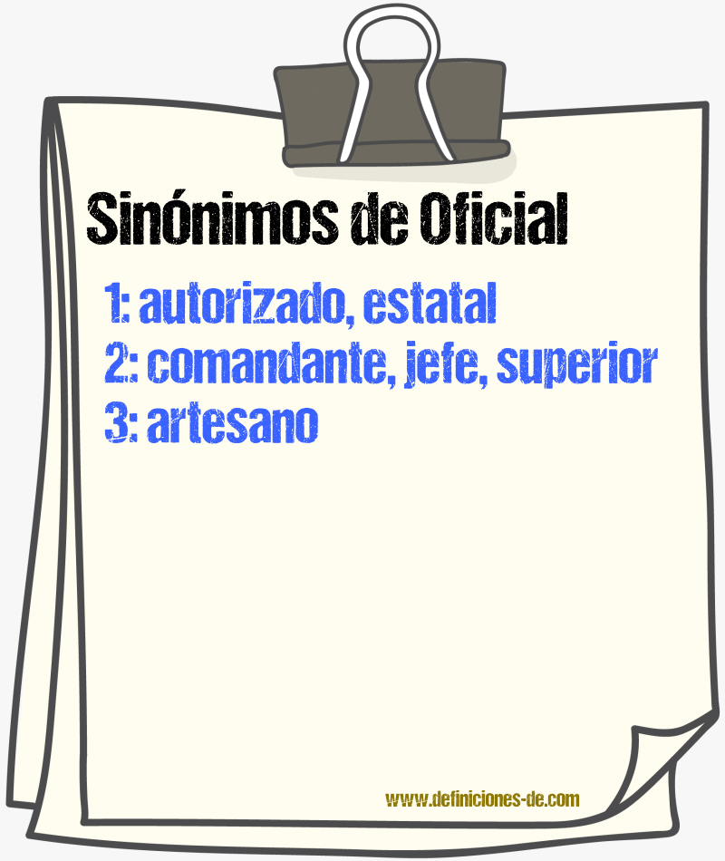 Sinnimos de oficial