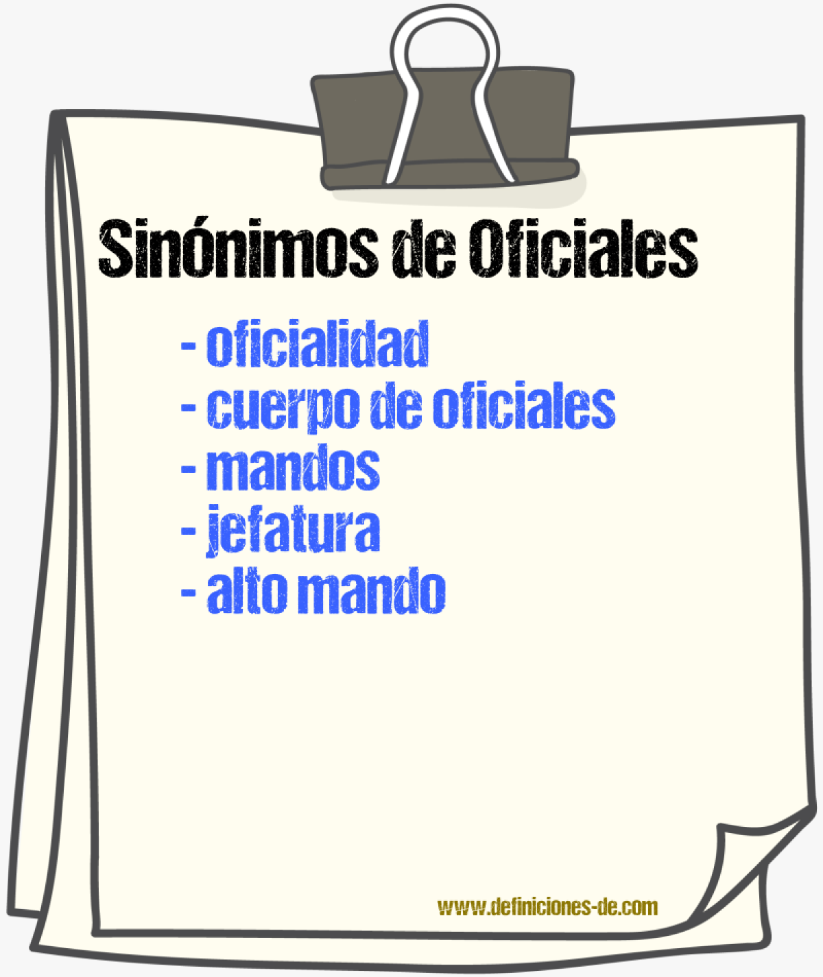 Sinónimos de oficiales